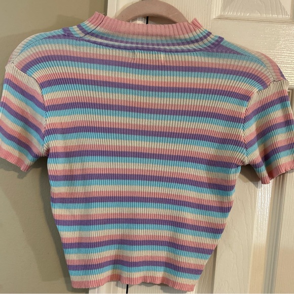 Striped Multicolor Ribbed Women's Top - Picture 4 of 5